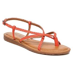 New Zodiac Yovana Leather Thong Braided Sandals Coral Red Summer Sz 8.5